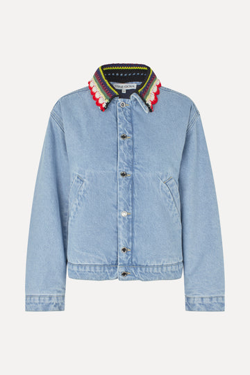 Stine Goya UK Collared Cropped Bomber Outerwear Denim Blue