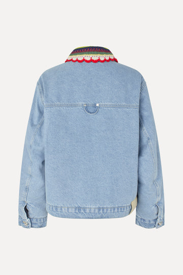 Stine Goya UK Collared Cropped Bomber Outerwear Denim Blue