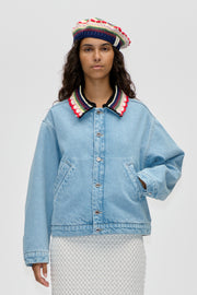 Stine Goya UK Collared Cropped Bomber Outerwear Denim Blue