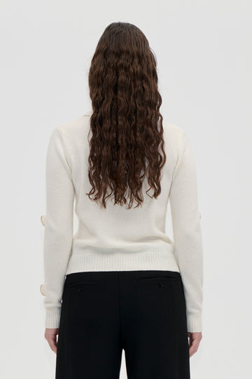 Stine Goya UK Collared Long Sleeve Cardigan Knit Cream