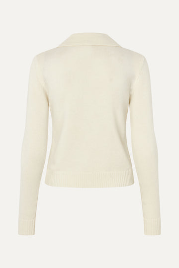 Stine Goya UK Collared Long Sleeve Cardigan Knit Cream