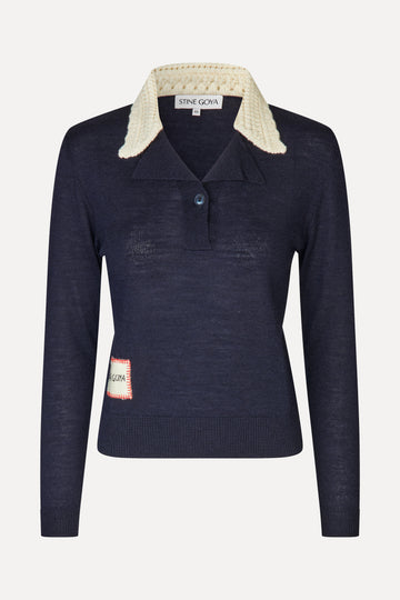 Stine Goya UK Collared Pullover Knit Knit Midnight Navy