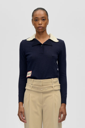 Stine Goya UK Collared Pullover Knit Knit Midnight Navy