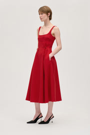 Stine Goya UK Corset Midi Dress Dress Ruby Red