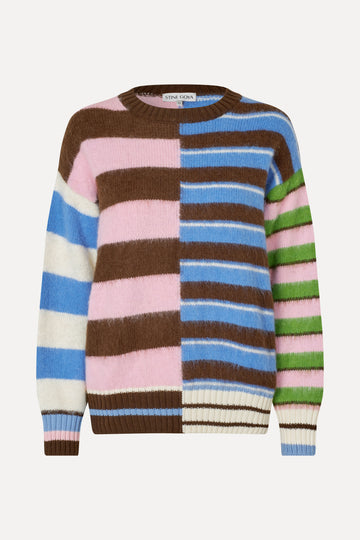 Stine Goya UK Crew Neck Sweater Knit Multistripes Mix