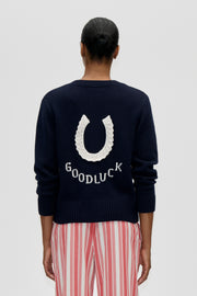 Stine Goya UK Crewneck Button-up Cardigan Knit Lucky Horse