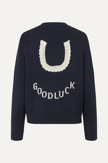 Stine Goya UK Crewneck Button-up Cardigan Knit Lucky Horse