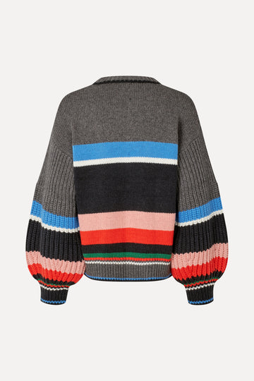 Stine Goya UK Crewneck Chunky Sleeve Sweater Knit Chunky Stripes