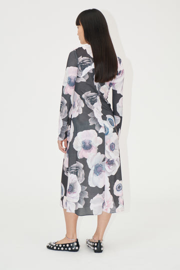 Stine Goya UK Crewneck Long Sleeve Midi Dress Dress Nostalgic Anemone