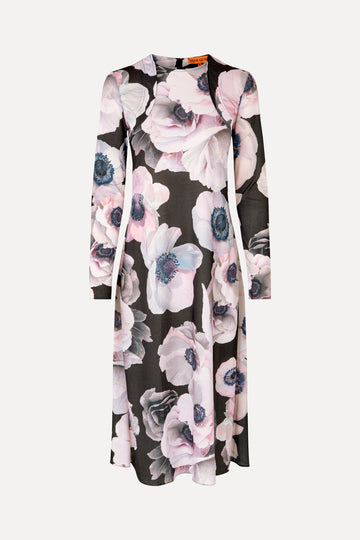 Stine Goya UK Crewneck Long Sleeve Midi Dress Dress Nostalgic Anemone