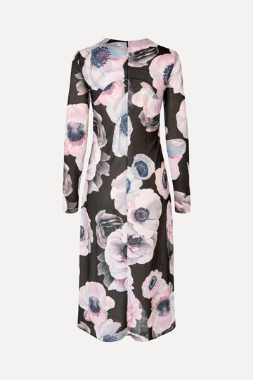 Stine Goya UK Crewneck Long Sleeve Midi Dress Dress Nostalgic Anemone
