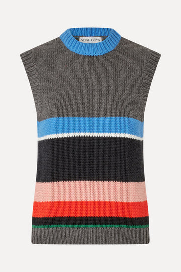 Stine Goya UK Crewneck Vest Knit Chunky Stripes