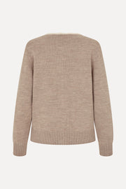 Stine Goya UK Crochet Trim Cardigan Knit Dark Oak