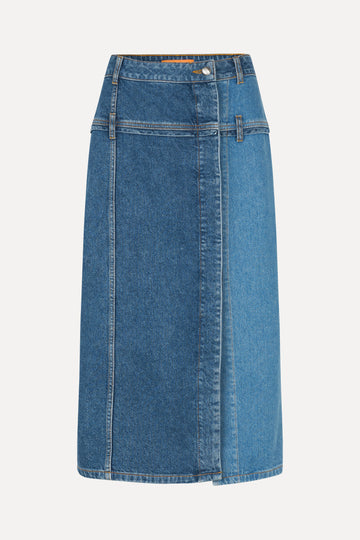 Stine Goya UK Denim Midi Skirt Skirt Two Tone Denim