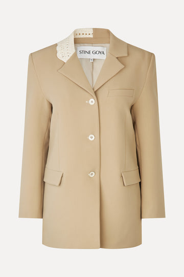 Stine Goya UK Detailed Tailored Blazer Jacket Ecru