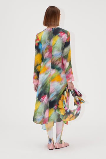 Stine Goya UK Draped Asymmetric Midi Dress Dress Liquid Floral