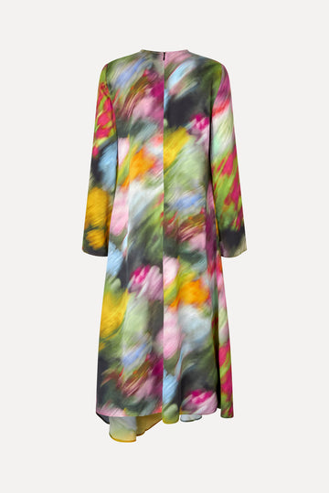 Stine Goya UK Draped Asymmetric Midi Dress Dress Liquid Floral