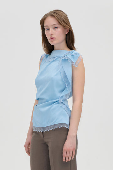 Stine Goya UK Draped Sleeveless Top Top Sky Blue