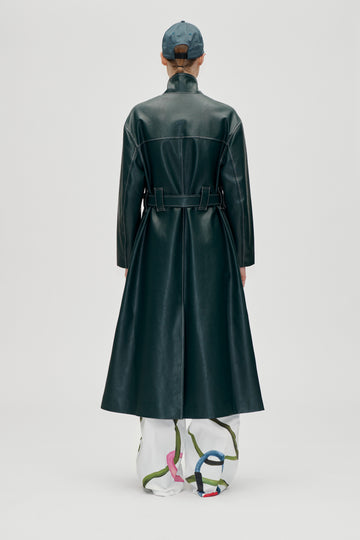 Stine Goya UK Dropped Shoulder High Collar Coat Outerwear Dark Green