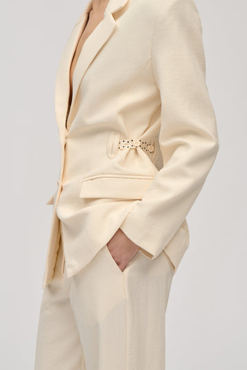 Stine Goya UK Elastic Detail Tailoring Blazer Jacket Eggnog