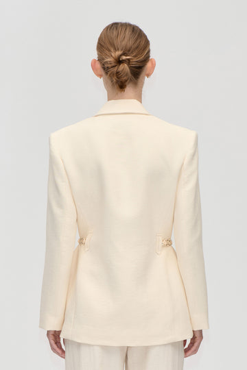 Stine Goya UK Elastic Detail Tailoring Blazer Jacket Eggnog