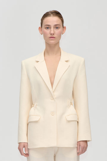 Stine Goya UK Elastic Detail Tailoring Blazer Jacket Eggnog