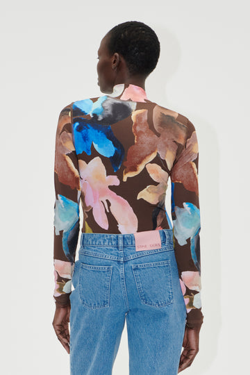 Stine Goya UK Elastic High Neck Collared Top Top Aquarelle Garden