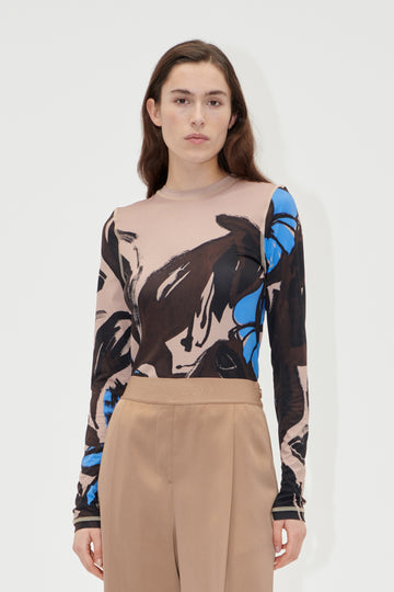 Stine Goya UK Elastic Long Sleeve Top Top Eccentric Floral