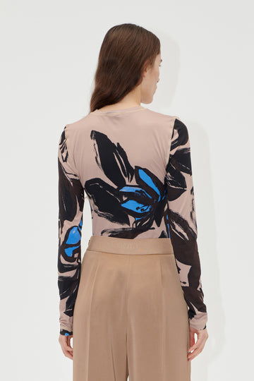 Stine Goya UK Elastic Long Sleeve Top Top Eccentric Floral