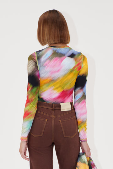Stine Goya UK Elastic Long Sleeve Top Top Liquid Floral