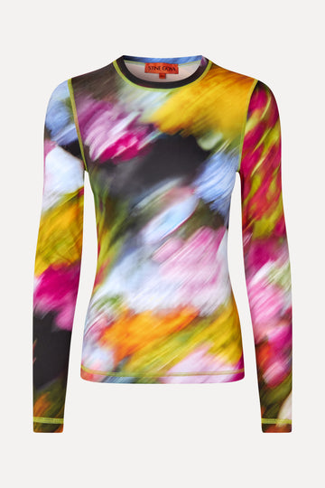 Stine Goya UK Elastic Long Sleeve Top Top Liquid Floral