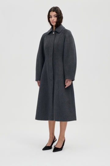 Stine Goya UK Elastic Waist Raglan Long Coat Outerwear Graphite