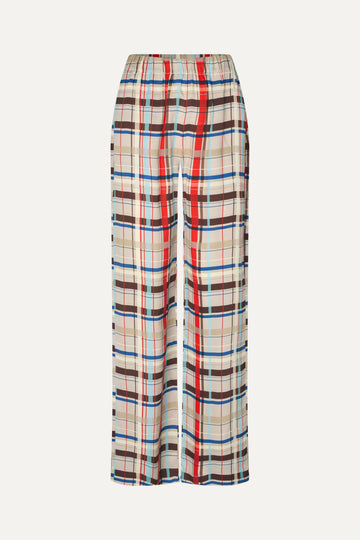 Stine Goya UK Elasticated Long Pants Pants Scarlet Grid