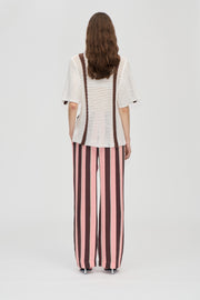 Stine Goya UK Elasticated Long Pants Pants Rosewood Mint Stripes