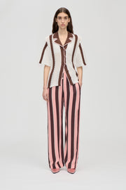 Stine Goya UK Elasticated Long Pants Pants Rosewood Mint Stripes