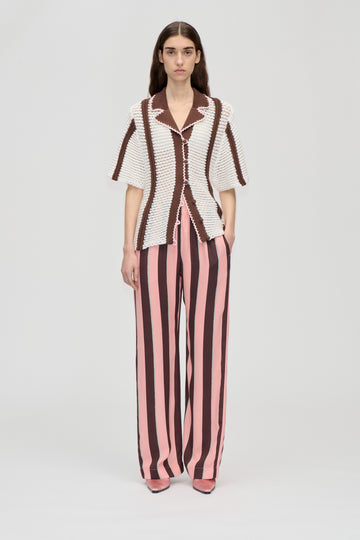 Stine Goya UK Elasticated Long Pants Pants Rosewood Mint Stripes