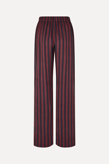 Stine Goya UK Elasticated Long Pants Pants Navy and Burgundy Wallpaper Stripes