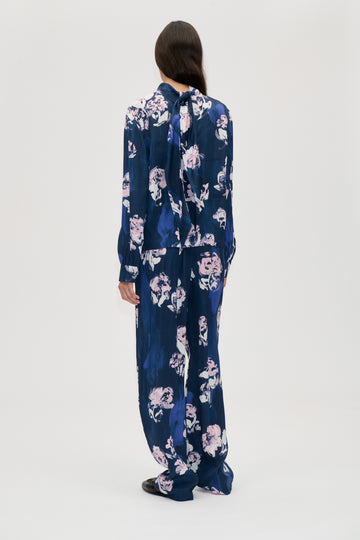 Stine Goya UK Elasticated Long Pants Pants Blush Roses On Indigo