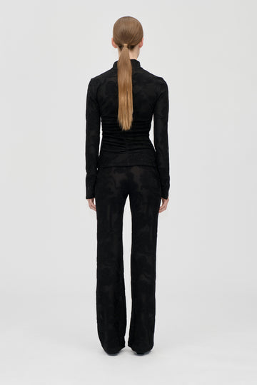 Stine Goya UK Elasticated Straight Long Pants Pants Black Petunias