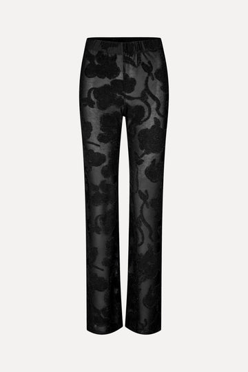 Stine Goya UK Elasticated Straight Long Pants Pants Black Petunias