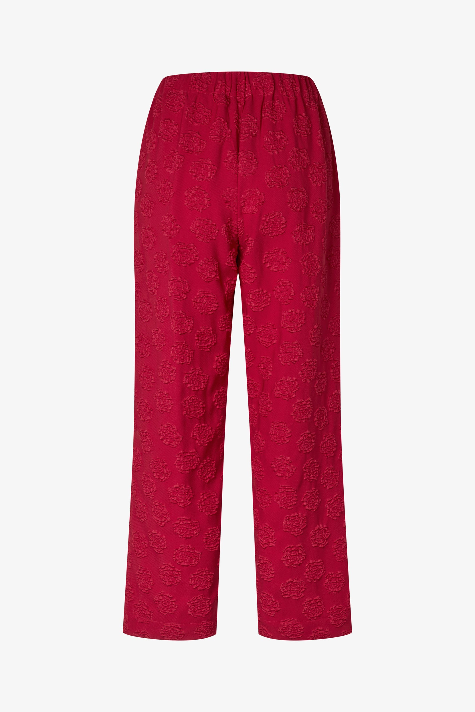 Elasticated Waistband Cropped Pants - Red Rose Relief - Stine Goya UK