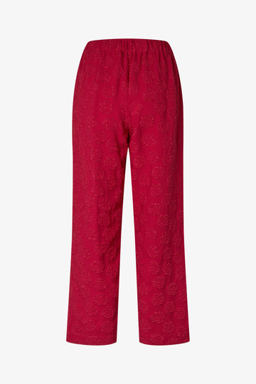 Stine Goya UK Elasticated Waistband Cropped Pants Pants Red Rose Relief