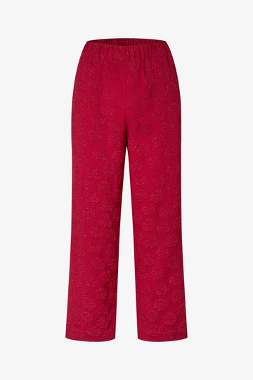 Stine Goya UK Elasticated Waistband Cropped Pants Pants Red Rose Relief