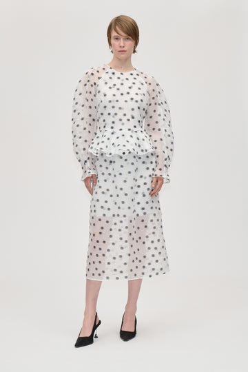 Stine Goya UK Elasticated Waistband Midi Skirt Skirt Flower Polka Dot