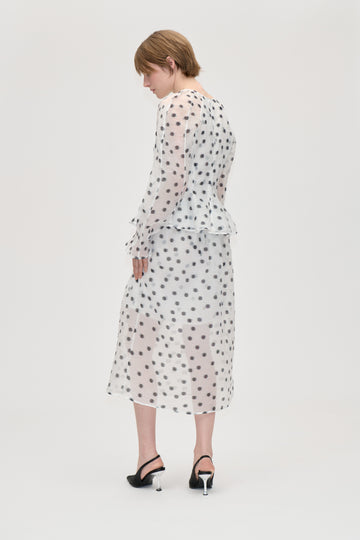 Stine Goya UK Elasticated Waistband Midi Skirt Skirt Flower Polka Dot