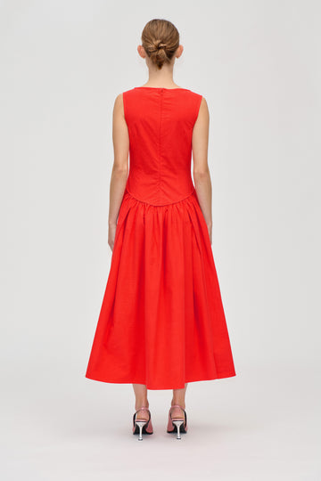 Stine Goya UK Embroidered Midi Dress Dress Fiery Red