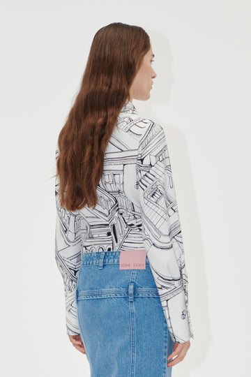 Stine Goya UK Fitted Long Sleeve Shirt Top Fineline Staircase