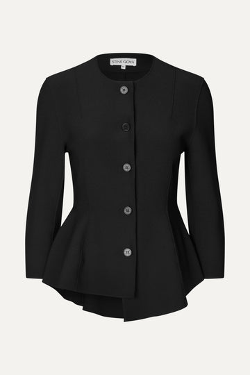 Stine Goya UK Flared Button-Up Top Top Black