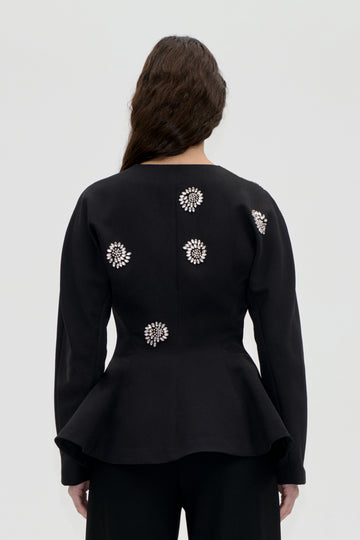 Stine Goya UK Flared Hem Zip-Up Top Top Pearl Of Order