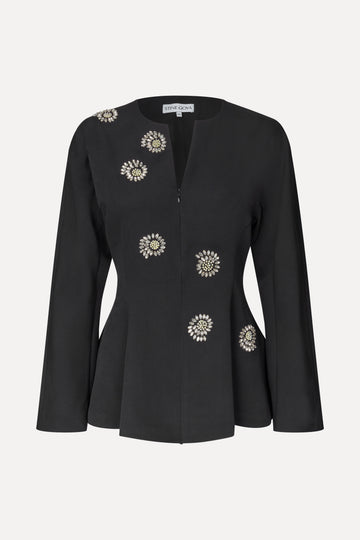 Stine Goya UK Flared Hem Zip-Up Top Top Pearl Of Order